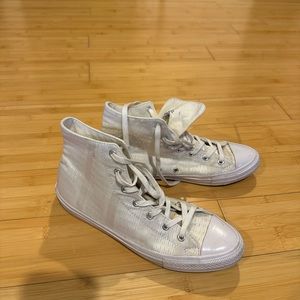White converse with fabric detailing!